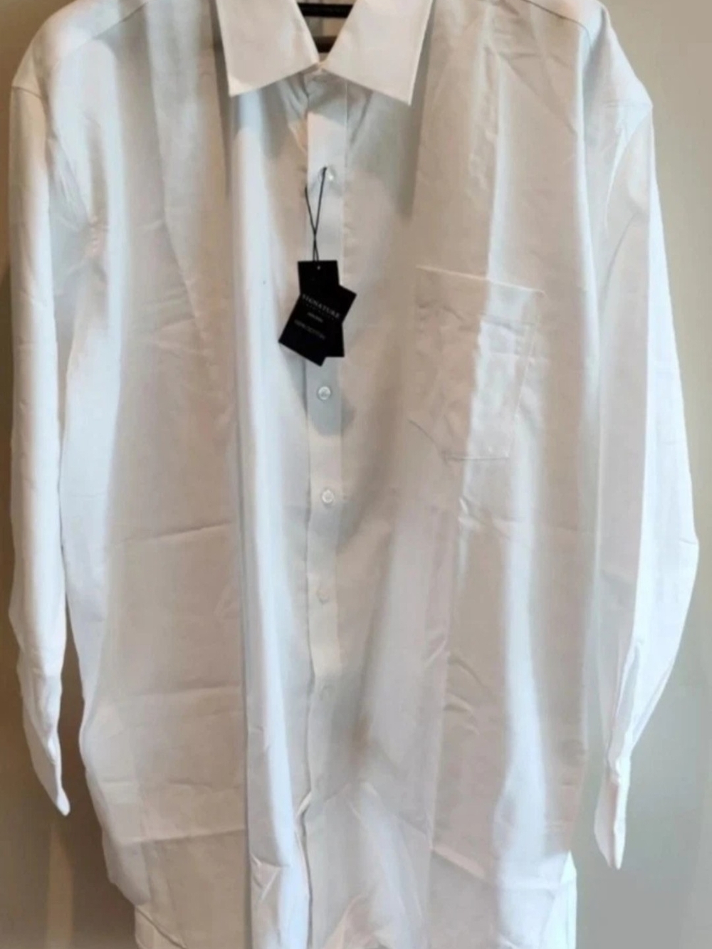 Mens Signature Carrington Long Sleeves White 19.5 35/36 Button up Shirt